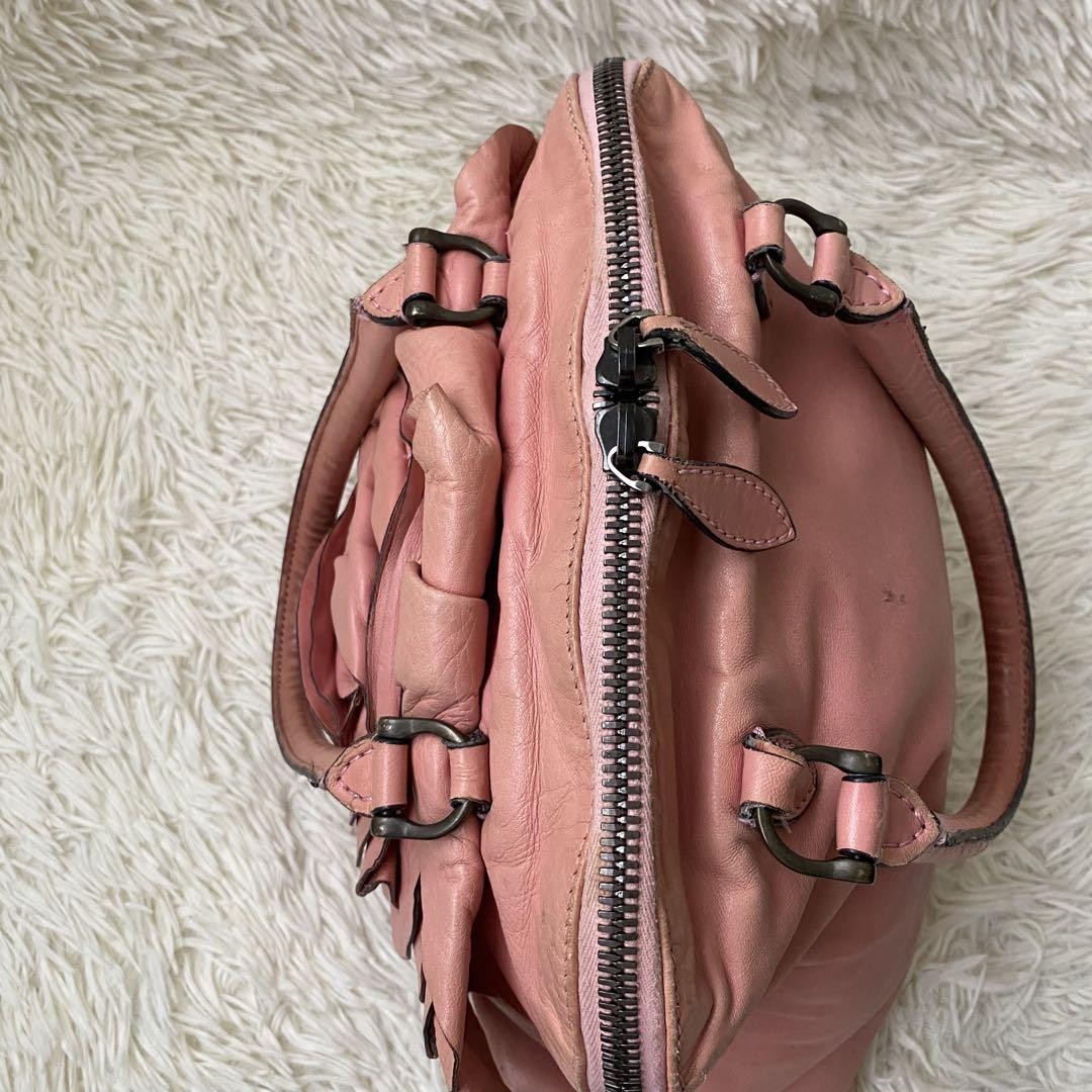 Valentino Garavani Hand Shoulder Bag Tote Purse 2way Leather Pink Authentic
