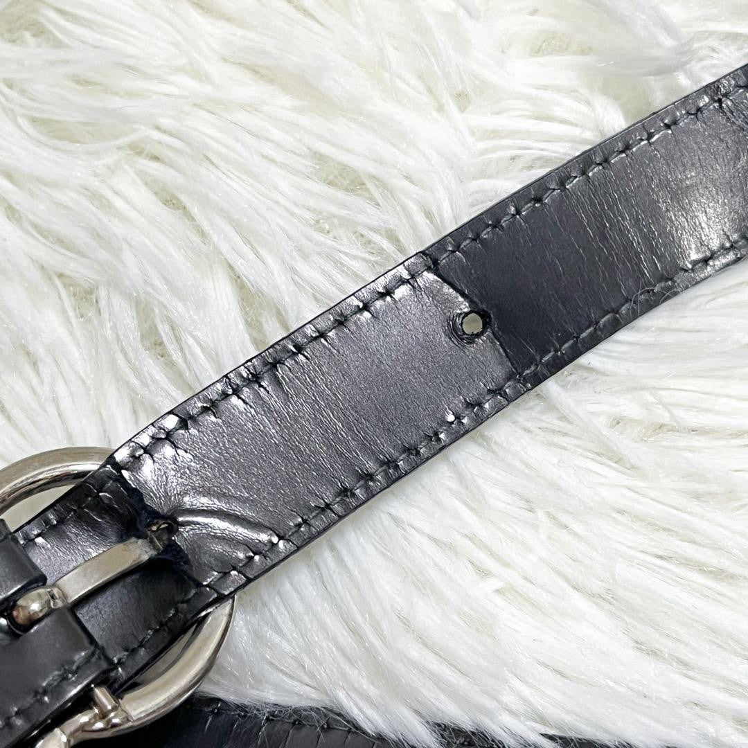 Salvatore Ferragamo Shoulder Bag Purse 2way Gancini Leather Metallic Gray
