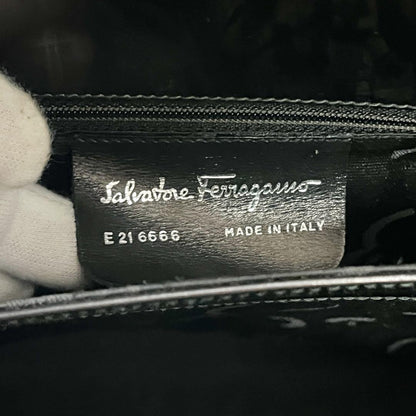 Salvatore Ferragamo Shoulder Bag Purse 2way Gancini Leather Metallic Gray