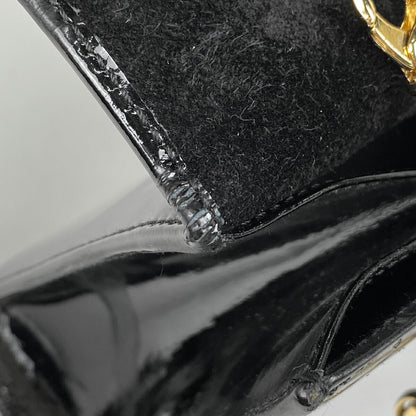 Salvatore Ferragamo Shoulder Bag Purse 2way Vara Chain Patent Leather Black Auth