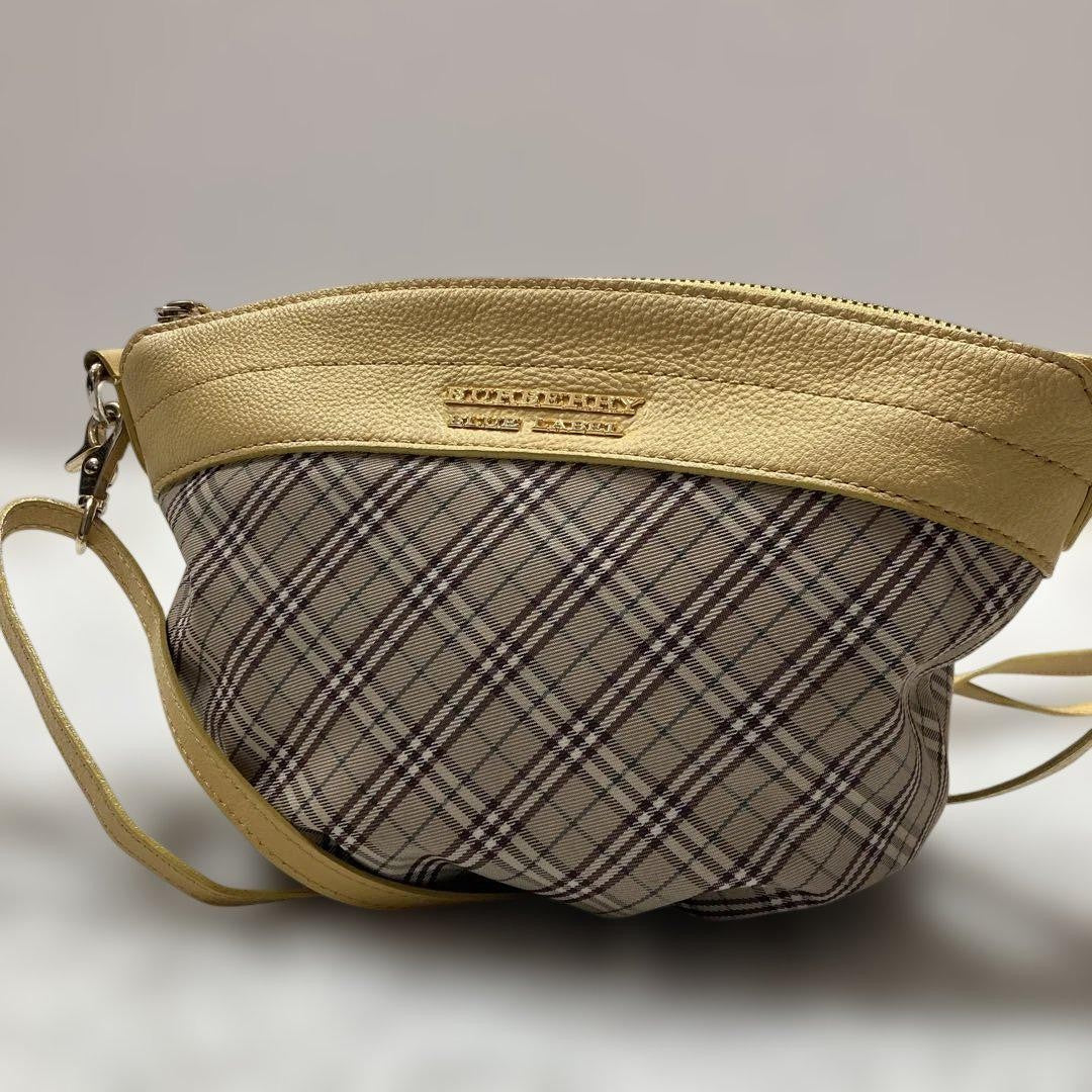 BURBERRY BLUE LABEL Shoulder Bag Purse Nova Check Leather Canvas Beige Yellow