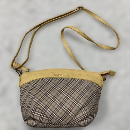 BURBERRY BLUE LABEL Shoulder Bag Purse Nova Check Leather Canvas Beige Yellow