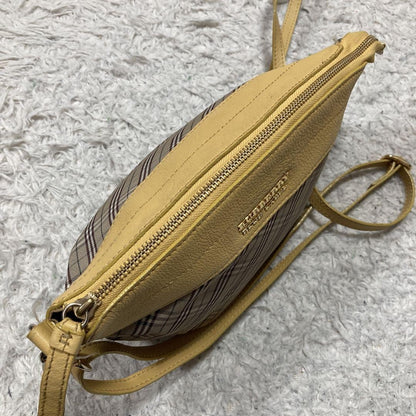 BURBERRY BLUE LABEL Shoulder Bag Purse Nova Check Leather Canvas Beige Yellow