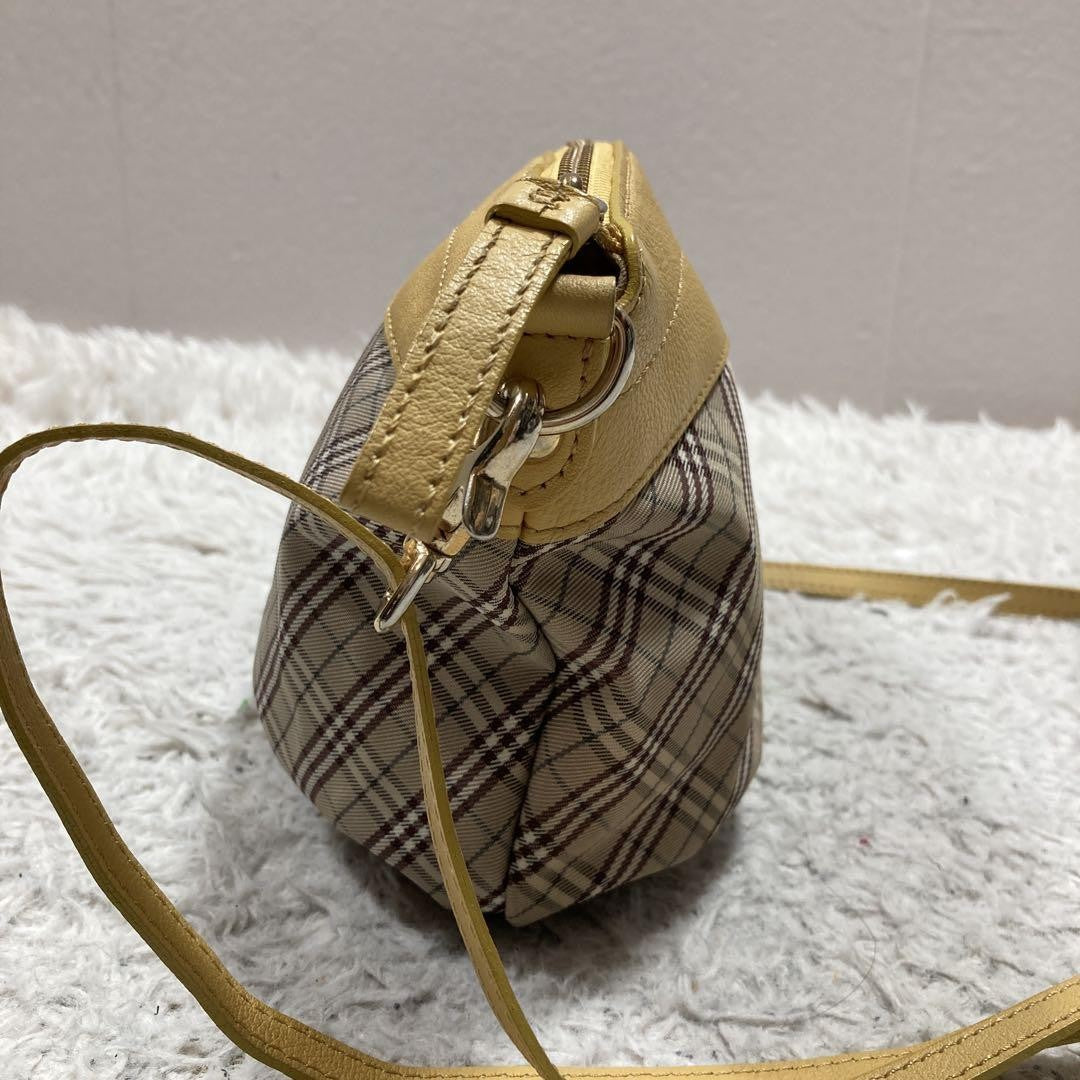 BURBERRY BLUE LABEL Shoulder Bag Purse Nova Check Leather Canvas Beige Yellow