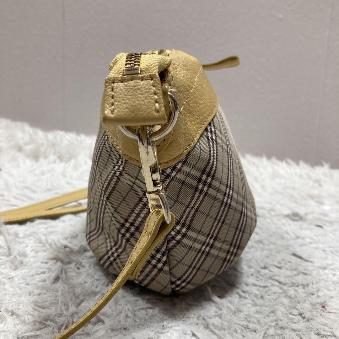 BURBERRY BLUE LABEL Shoulder Bag Purse Nova Check Leather Canvas Beige Yellow