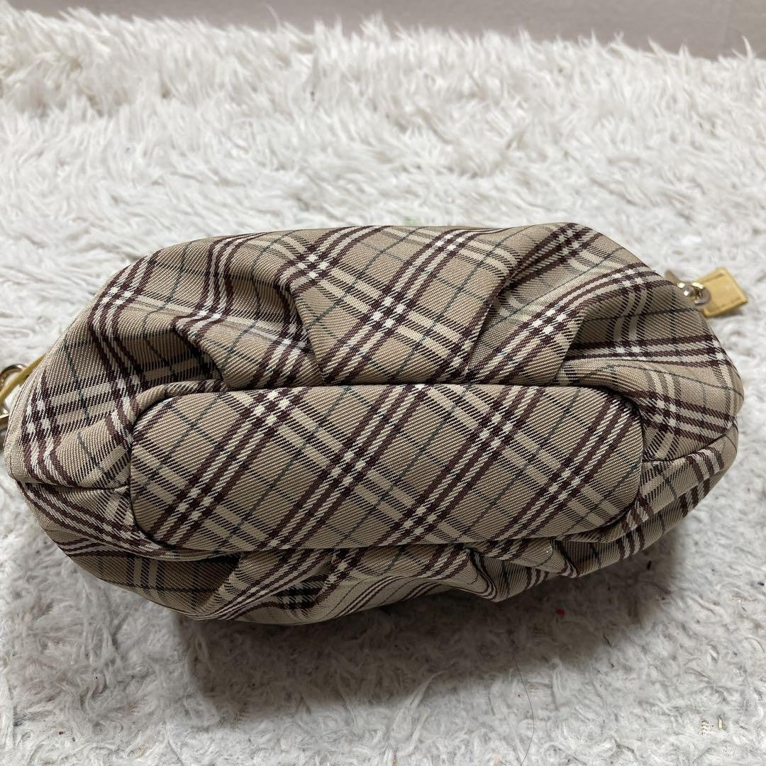 BURBERRY BLUE LABEL Shoulder Bag Purse Nova Check Leather Canvas Beige Yellow