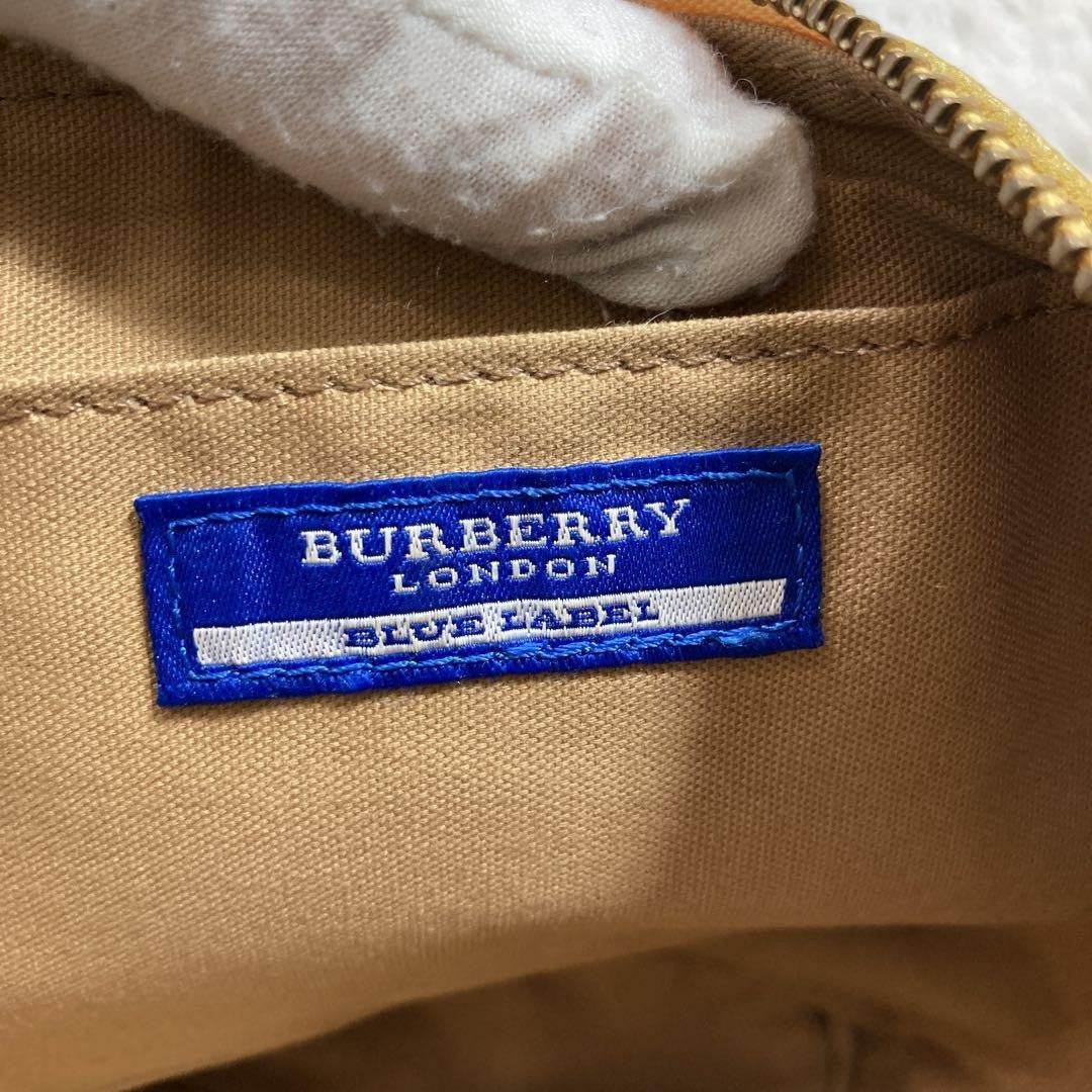 BURBERRY BLUE LABEL Shoulder Bag Purse Nova Check Leather Canvas Beige Yellow