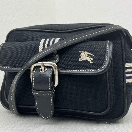 BURBERRY BLUE LABEL Shoulder Bag Purse Canvas Black Authentic