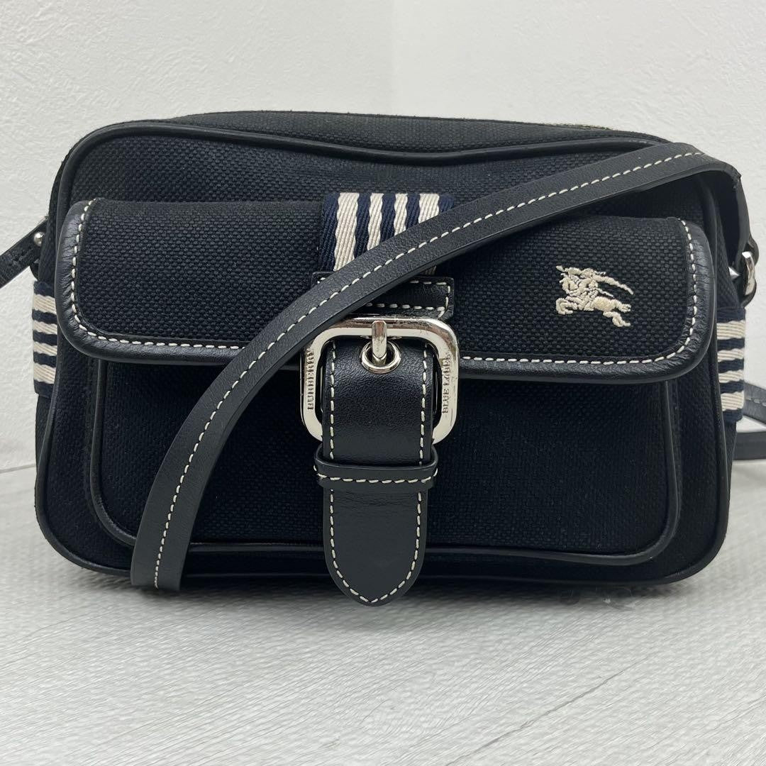 BURBERRY BLUE LABEL Shoulder Bag Purse Canvas Black Authentic