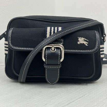 BURBERRY BLUE LABEL Shoulder Bag Purse Canvas Black Authentic