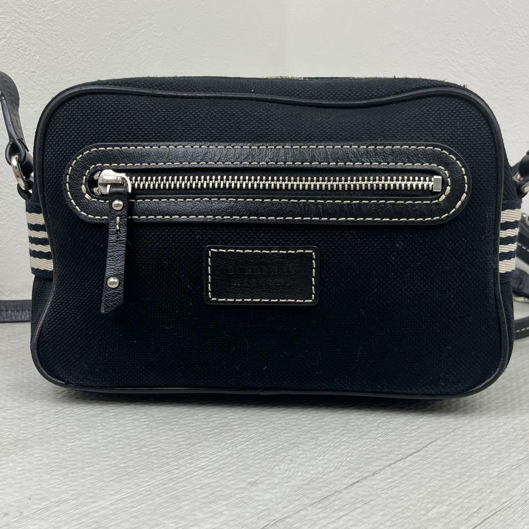BURBERRY BLUE LABEL Shoulder Bag Purse Canvas Black Authentic
