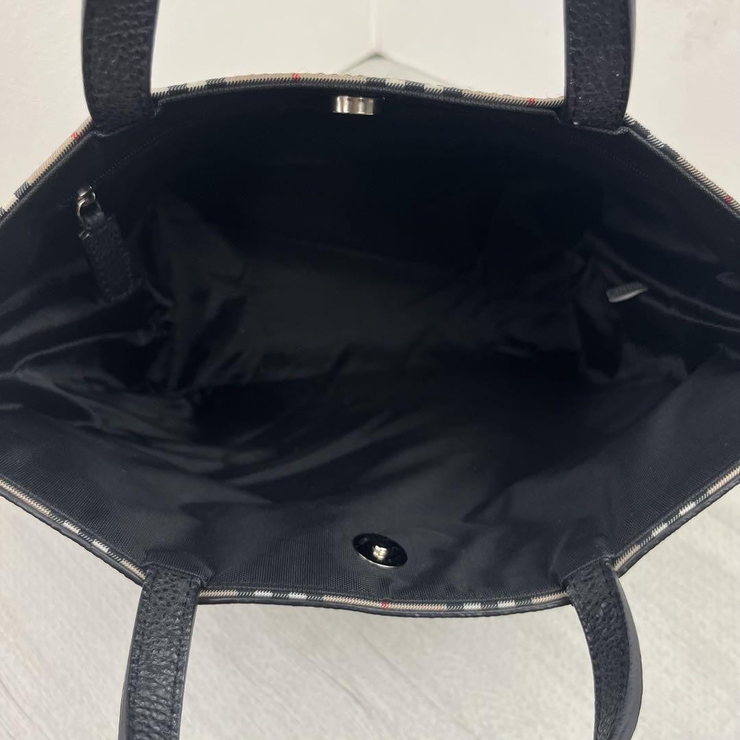 BURBERRY LONDON Hand Bag Tote Purse Nova Check Nylon Leather Brown Black Auth