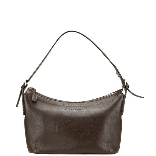 BURBERRY Shoulder Bag Purse Nova Check Leather Brown Authentic