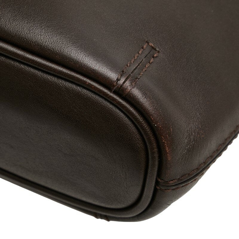 BURBERRY Shoulder Bag Purse Nova Check Leather Brown Authentic