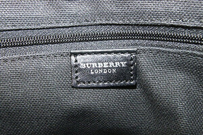 BURBERRY Hand Bag Tote Purse Nova Check Wool Leather Black Beige Authentic