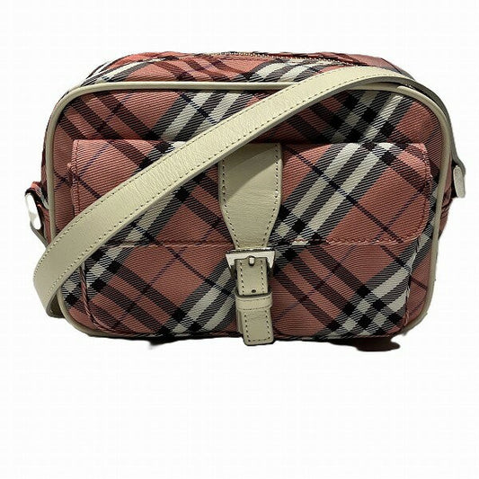 BURBERRY BLUE LABEL Shoulder Bag Purse Nova Check Nylon Leather Pink Authentic