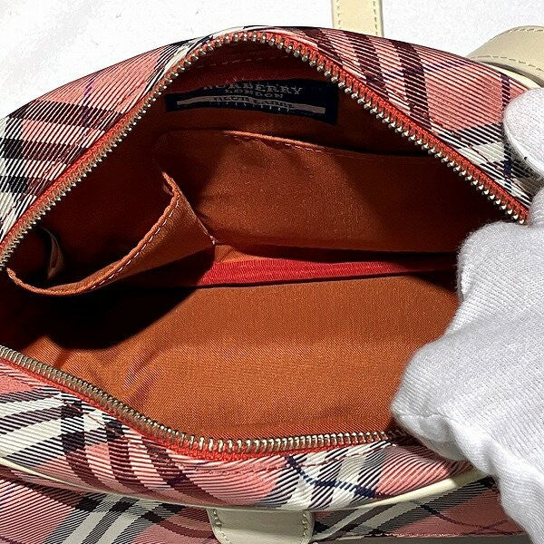 BURBERRY BLUE LABEL Shoulder Bag Purse Nova Check Nylon Leather Pink Authentic