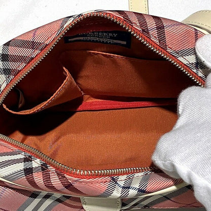 BURBERRY BLUE LABEL Shoulder Bag Purse Nova Check Nylon Leather Pink Authentic