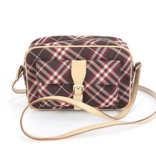 BURBERRY Shoulder Bag Purse Nova Check Leather Canvas Brown Authentic