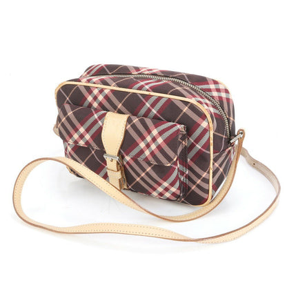 BURBERRY Shoulder Bag Purse Nova Check Leather Canvas Brown Authentic