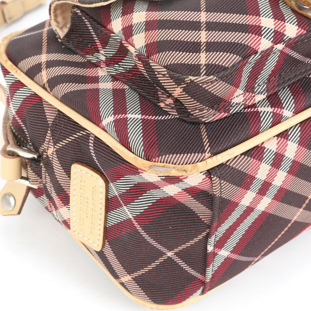 BURBERRY Shoulder Bag Purse Nova Check Leather Canvas Brown Authentic