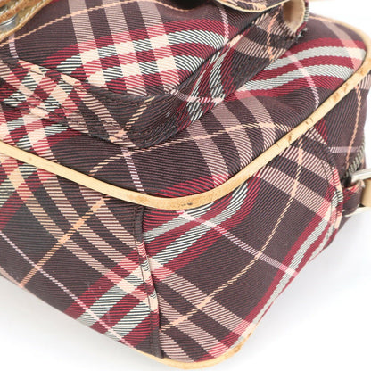 BURBERRY Shoulder Bag Purse Nova Check Leather Canvas Brown Authentic