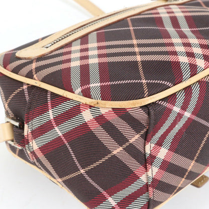 BURBERRY Shoulder Bag Purse Nova Check Leather Canvas Brown Authentic
