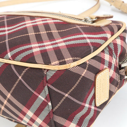 BURBERRY Shoulder Bag Purse Nova Check Leather Canvas Brown Authentic