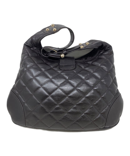 BURBERRY Hand Shoulder Bag Tote Purse Nova Check Quilting Dark Brown Authentic