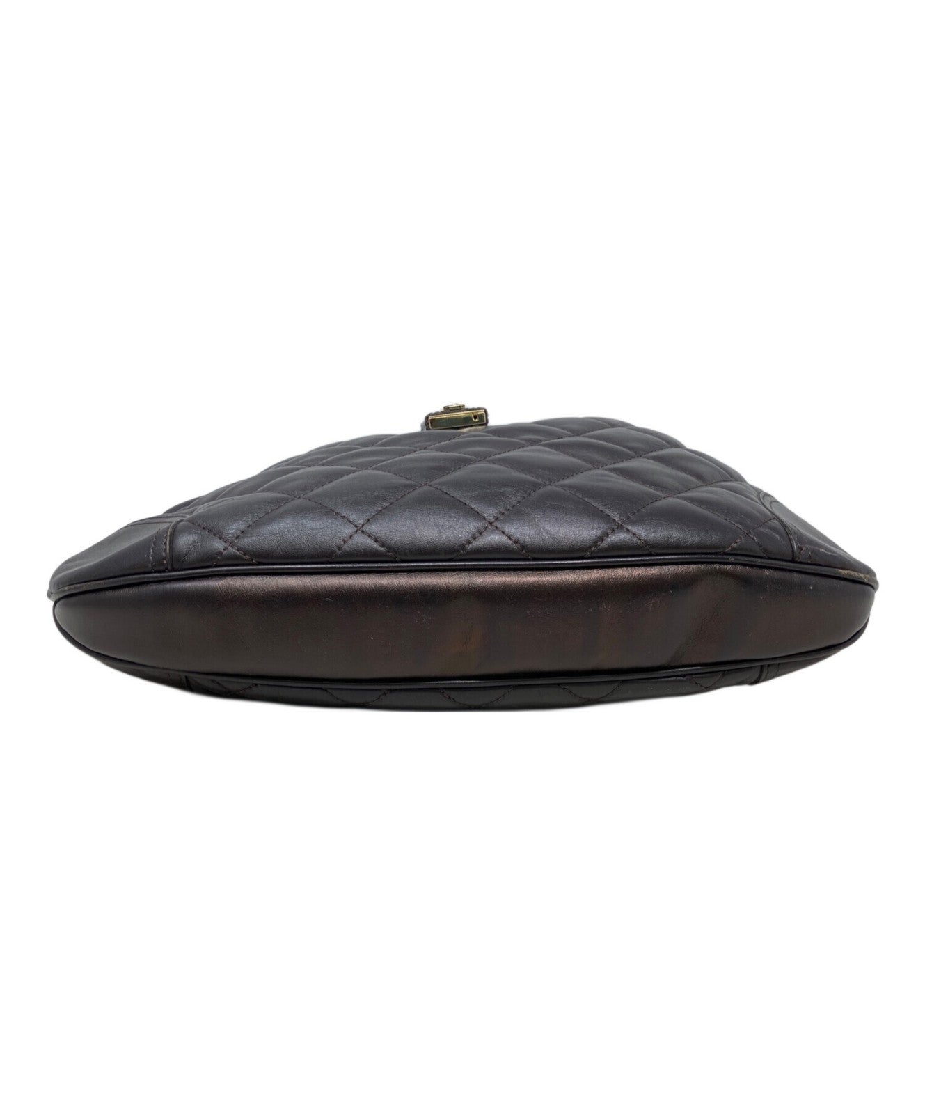 BURBERRY Hand Shoulder Bag Tote Purse Nova Check Quilting Dark Brown Authentic