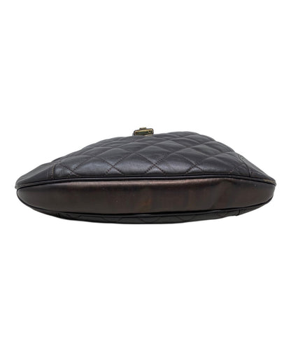 BURBERRY Hand Shoulder Bag Tote Purse Nova Check Quilting Dark Brown Authentic