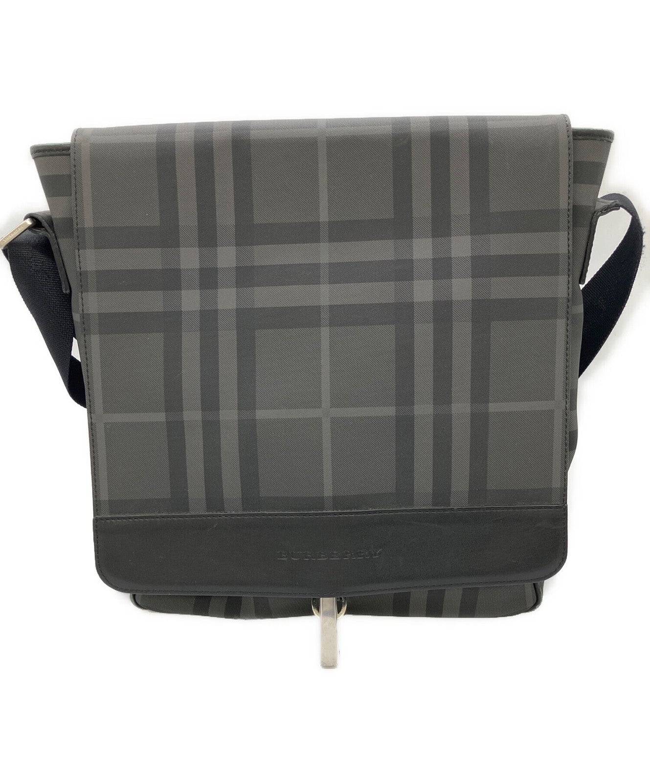 BURBERRY Shoulder Bag Purse Nova Check Gray Black Authentic