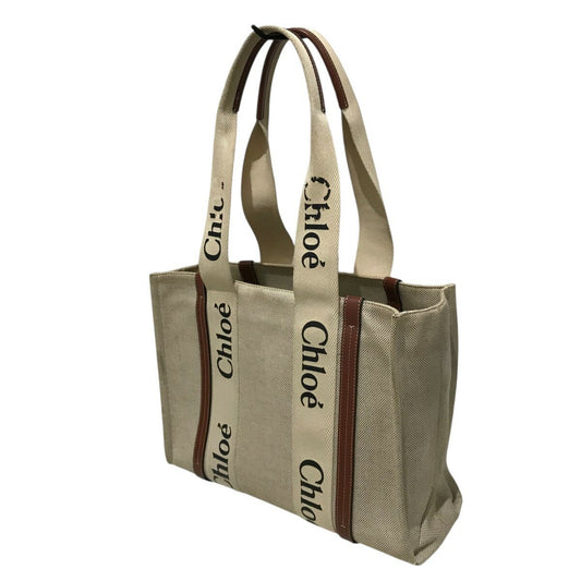 Chloe Hand Bag Tote Purse Logo Beige Authentic