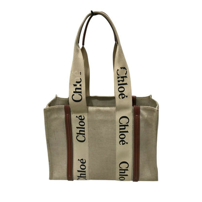 Chloe Hand Bag Tote Purse Logo Beige Authentic