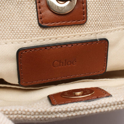 Chloe Hand Bag Tote Purse Logo Canvas Beige Authentic