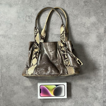MIU MIU Hand Bag Tote Purse Leather Silver Beige White Authentic