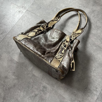 MIU MIU Hand Bag Tote Purse Leather Silver Beige White Authentic