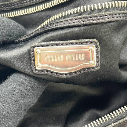 MIU MIU Clutch Bag Second Bag Leather Black Authentic