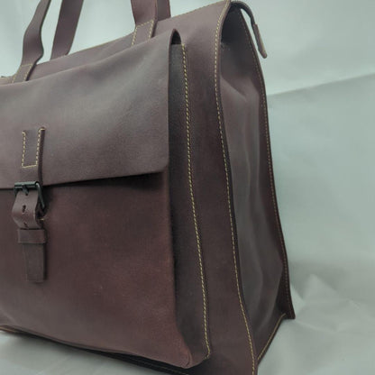 MIU MIU Hand Bag Tote Purse Leather Dark Brown Authentic