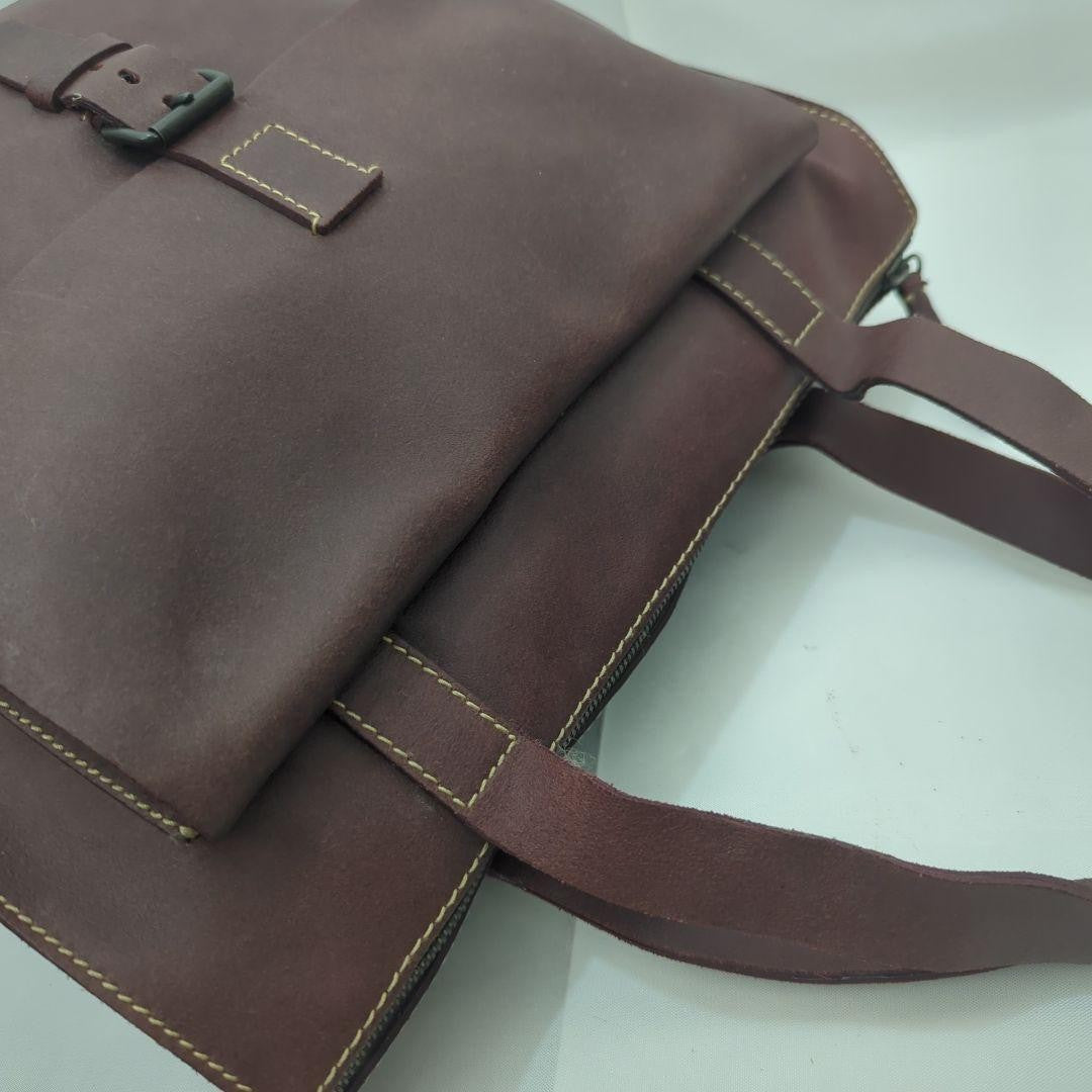 MIU MIU Hand Bag Tote Purse Leather Dark Brown Authentic