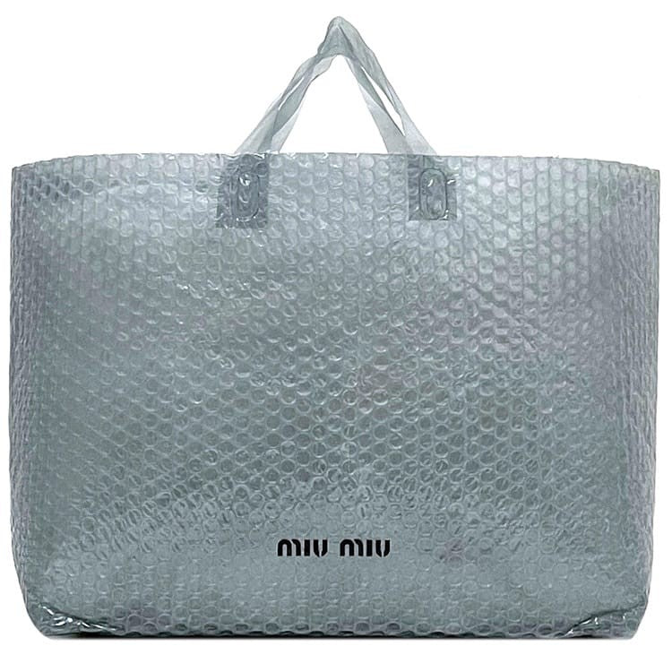 MIU MIU Hand Bag Tote Purse Logo Vinyl Gray Authentic