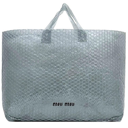 MIU MIU Hand Bag Tote Purse Logo Vinyl Gray Authentic
