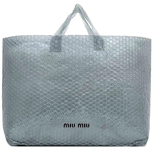 MIU MIU Hand Bag Tote Purse Logo Vinyl Gray Authentic