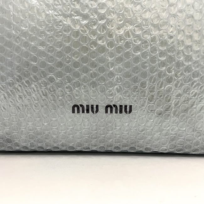 MIU MIU Hand Bag Tote Purse Logo Vinyl Gray Authentic