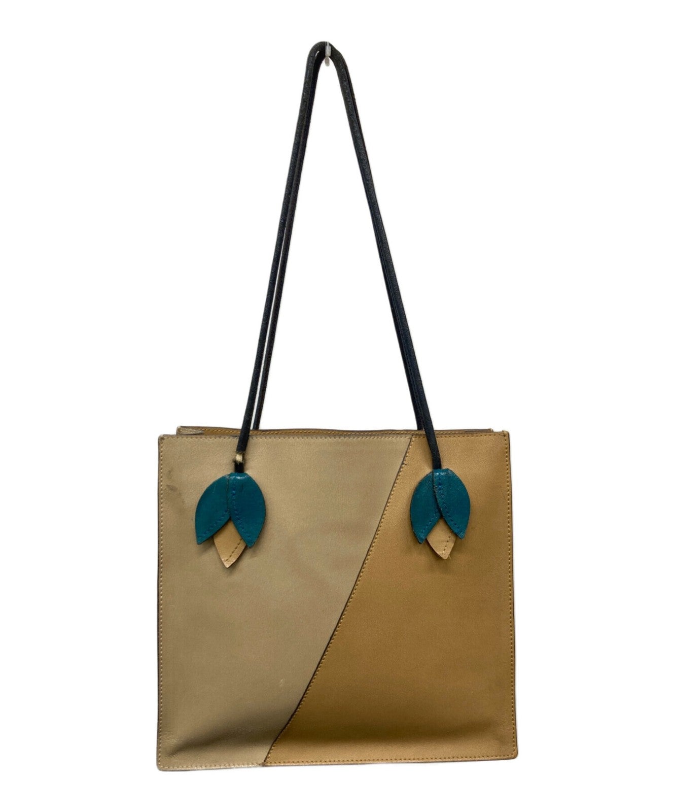 MIU MIU Hand Bag Tote Purse Leather Brown Beige Authentic