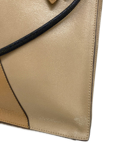 MIU MIU Hand Bag Tote Purse Leather Brown Beige Authentic