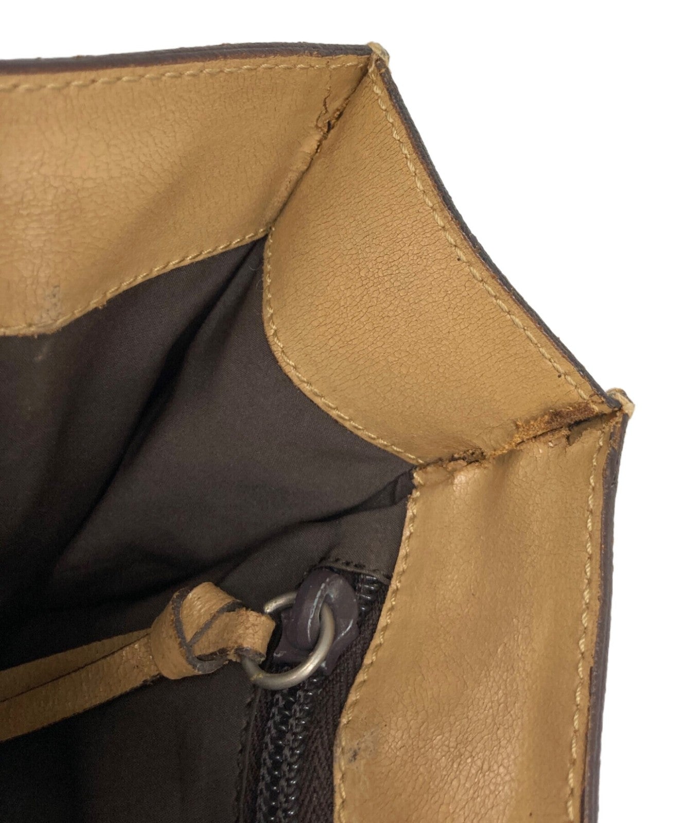MIU MIU Hand Bag Tote Purse Leather Brown Beige Authentic