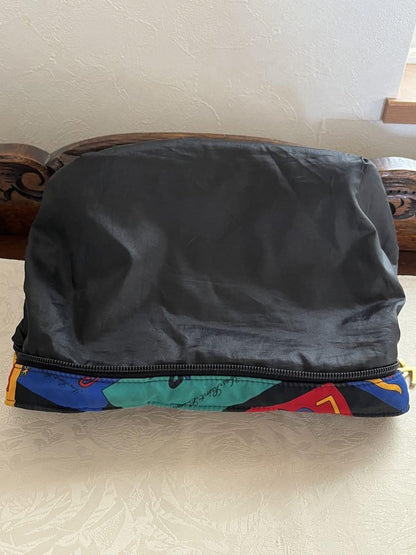 Saint Laurent Hand Bag Tote Purse LOVE Nylon Black Multicolor Authentic
