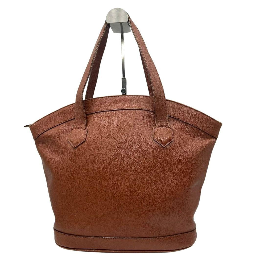 Saint Laurent Hand Bag Tote Purse YSL Cassandra Leather Brown Authentic