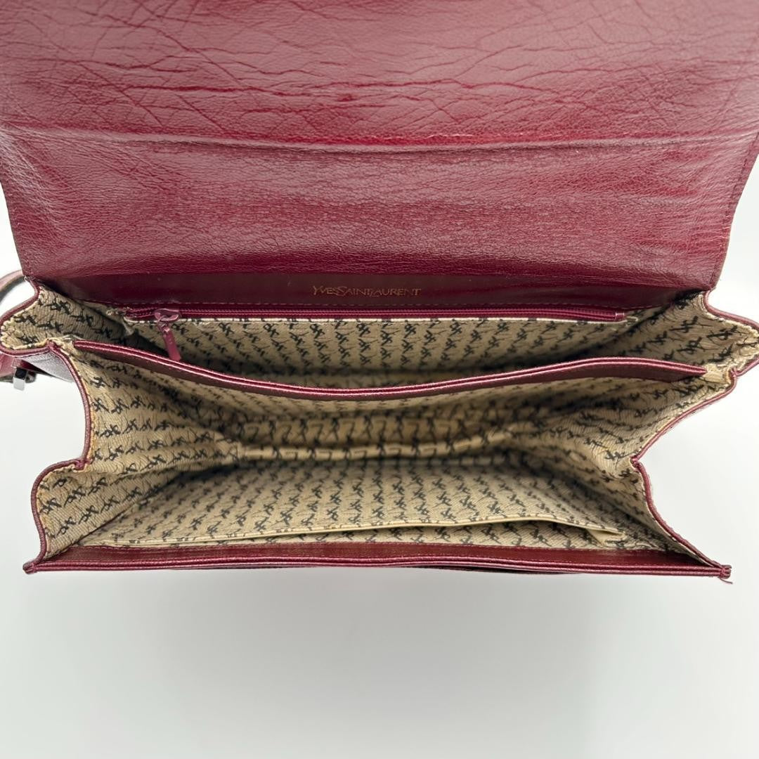 Saint Laurent Shoulder Bag Purse YSL Cassandra Leather Bordeaux Authentic
